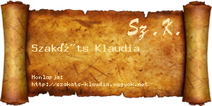 Szakáts Klaudia névjegykártya