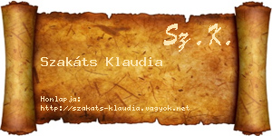 Szakáts Klaudia névjegykártya